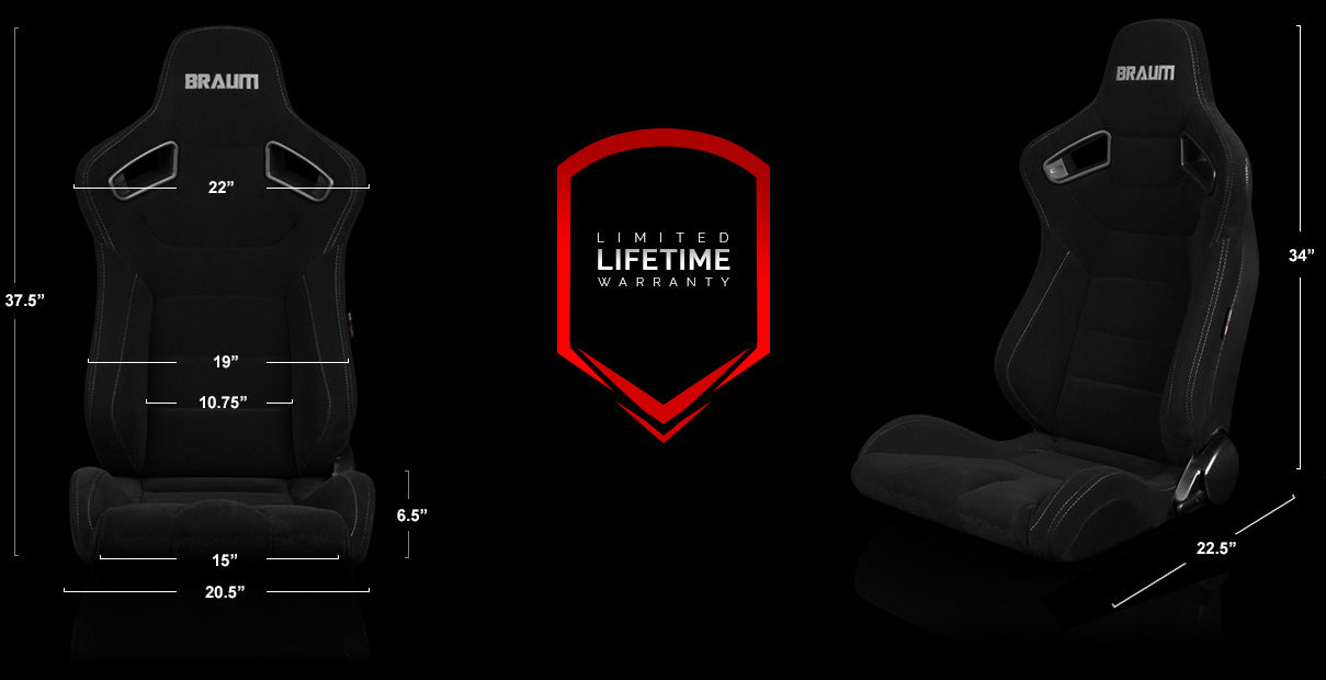 BRAUM ELITE SERIES RACING SEATS (BLACK CLOTH) – PAIR (BRR1-BFGS)