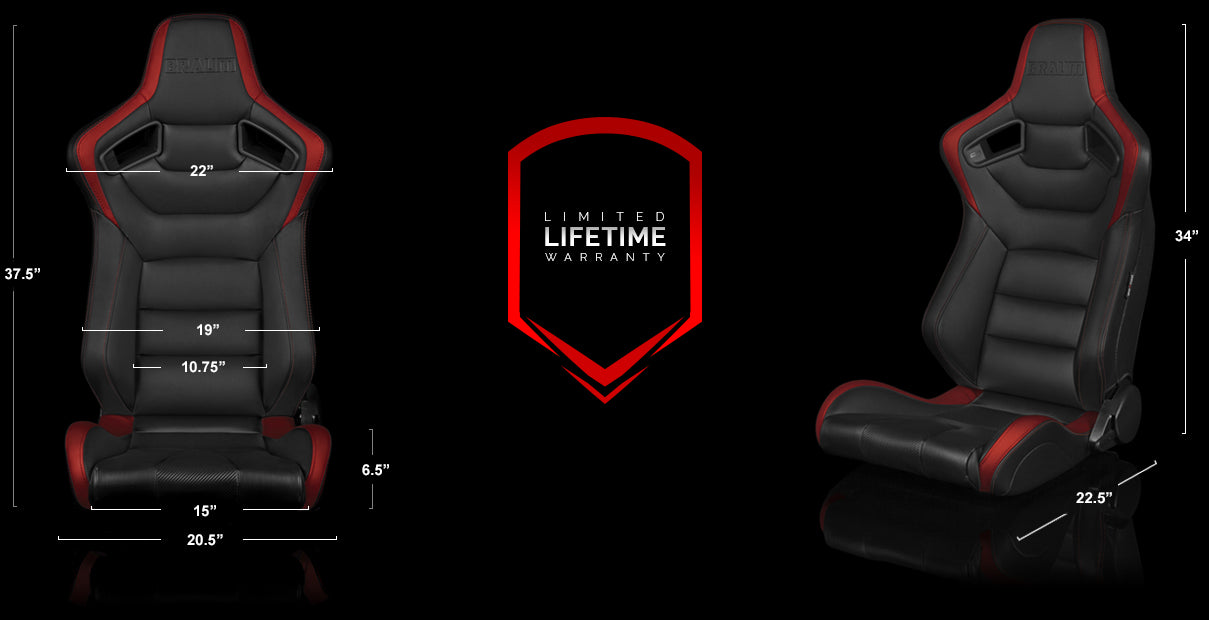 BRAUM ELITE SERIES RACING SEATS (BLACK & RED) – PAIR (BRR1-BKRD)