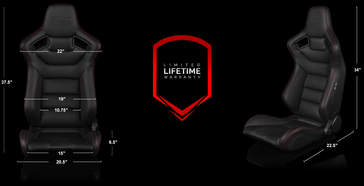 BRAUM ELITE SERIES RACING SEATS (RED STITCHING) – PAIR (BRR1-BKRS)