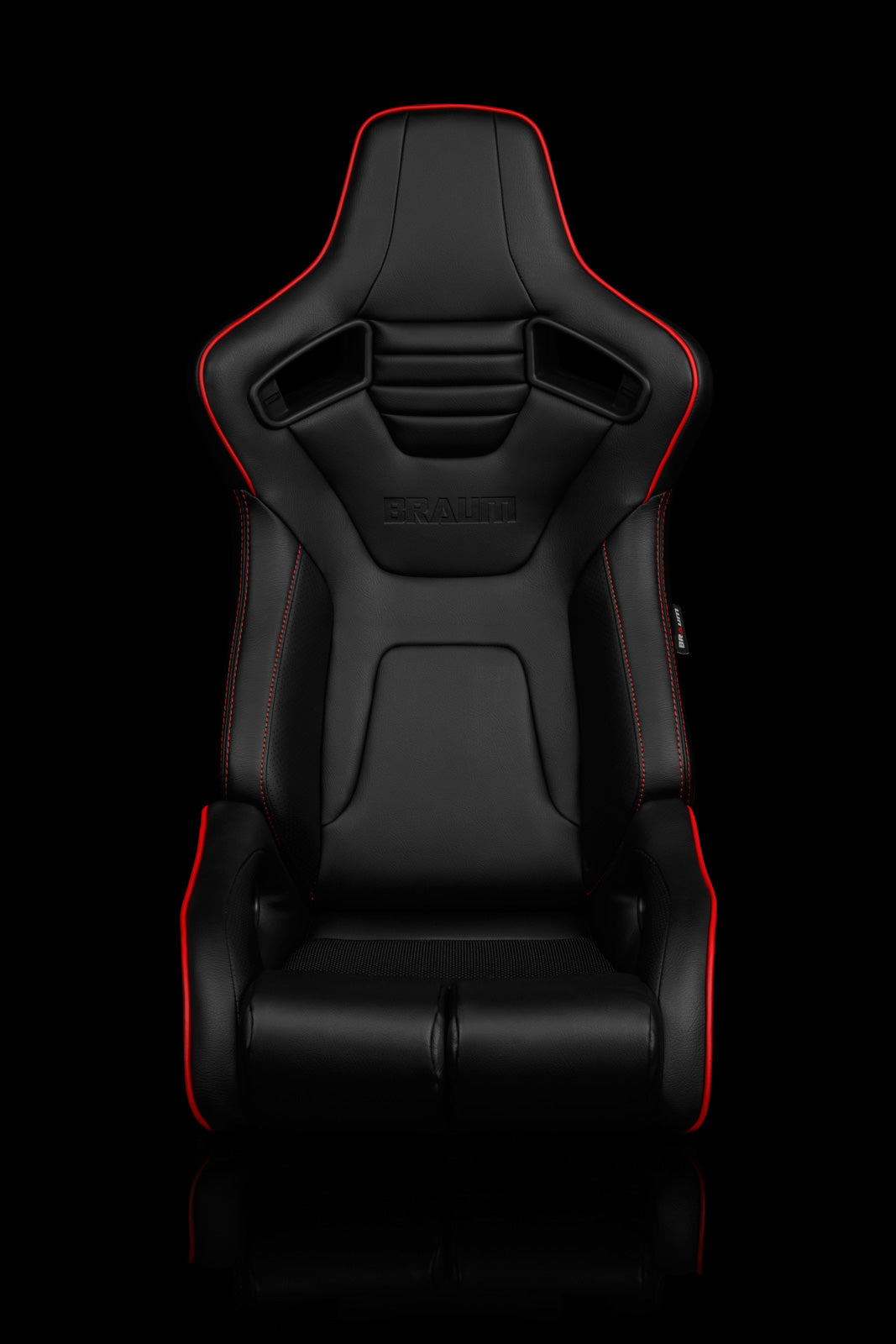 BRAUM ELITE-R SERIES RACING SEATS ( BLACK LEATHERETTE | RED PIPING ) – PAIR (BRR1R-BKRP)