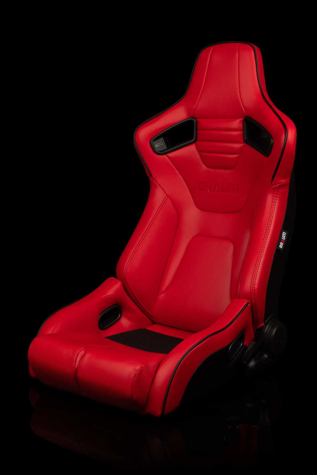 BRAUM ELITE-R SERIES RACING SEATS ( RED LEATHERETTE | BLACK PIPING ) – PAIR (BRR1R-RDBP)