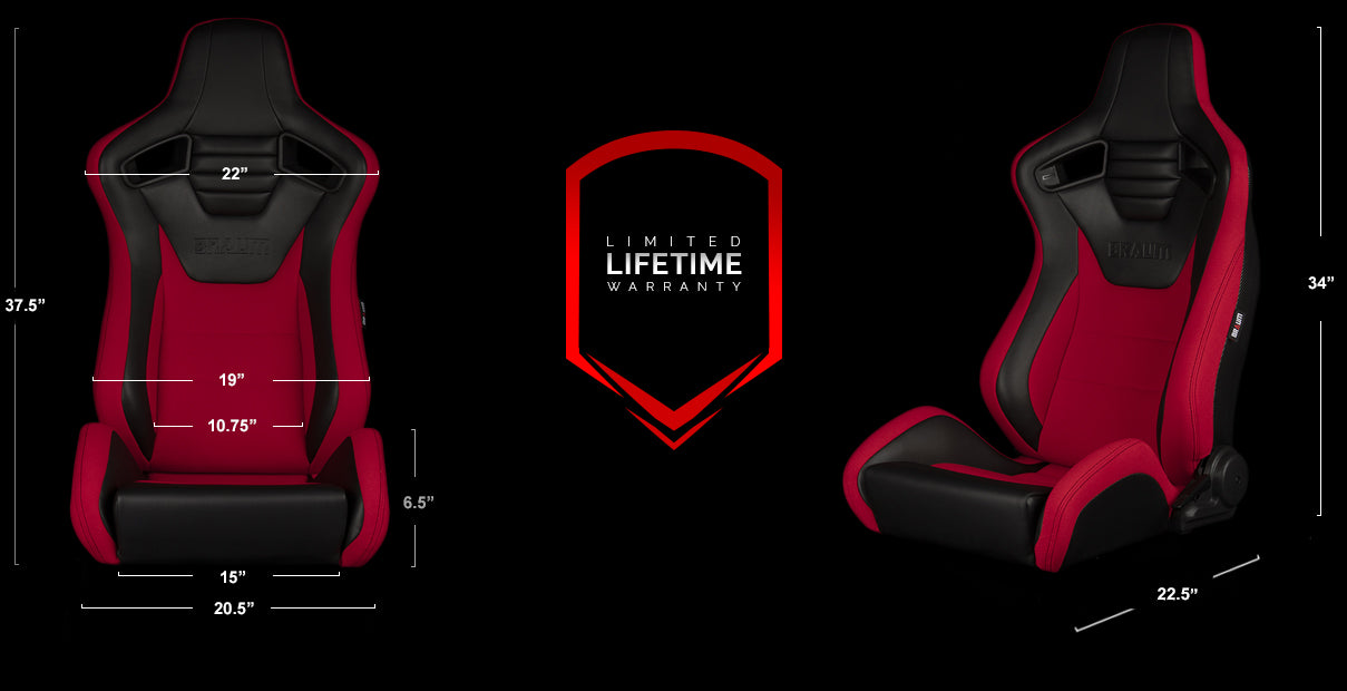 BRAUM ELITE-S SERIES RACING SEATS (BLACK | RED) – PAIR (BRR1S-BKRD)
