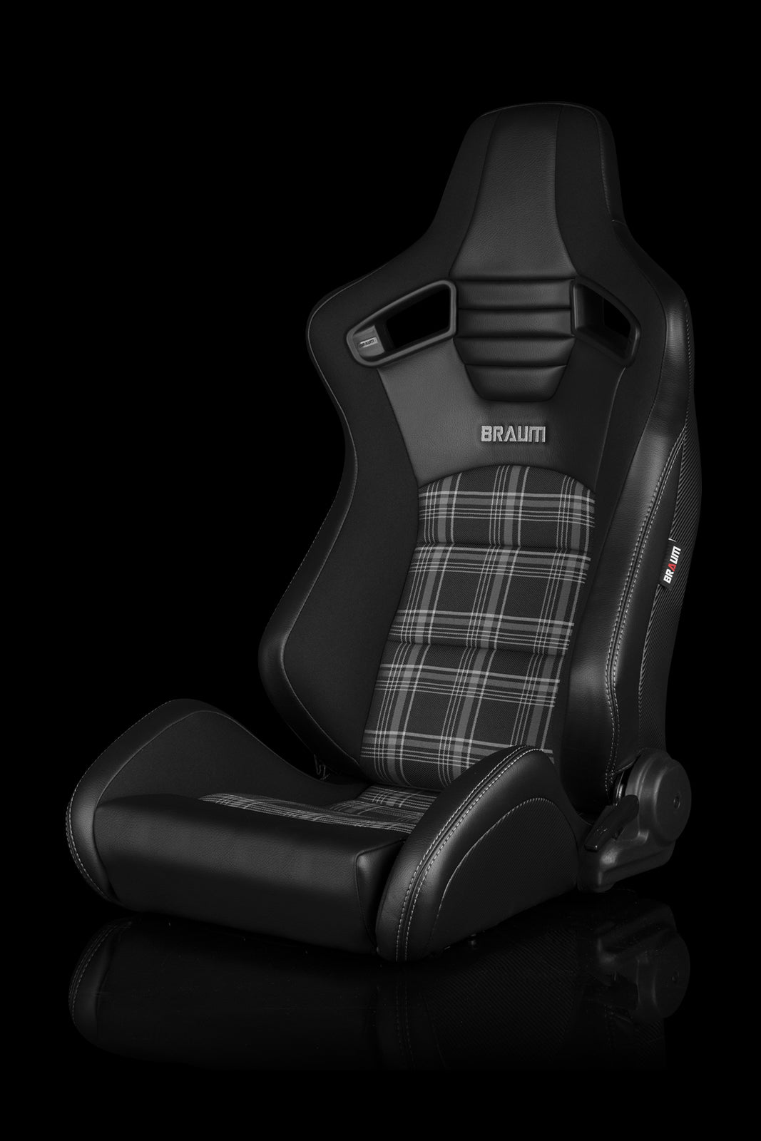 BRAUM ELITE-S SERIES RACING SEATS (BLACK & GREY PLAID) – PAIR (BRR1S-GYPF)