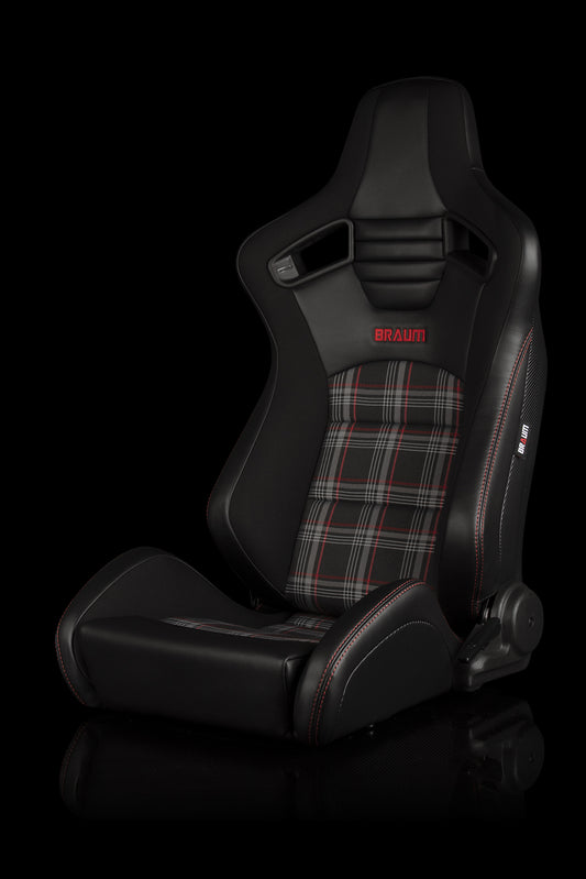 BRAUM ELITE-S SERIES RACING SEATS (BLACK & RED PLAID) – PAIR (BRR1S-RDPF)