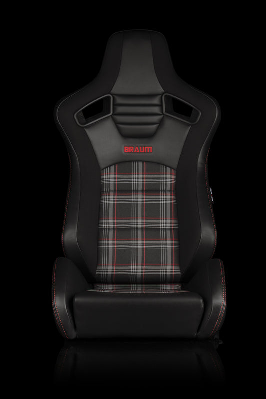 BRAUM ELITE-S SERIES RACING SEATS (BLACK & RED PLAID) – PAIR (BRR1S-RDPF)