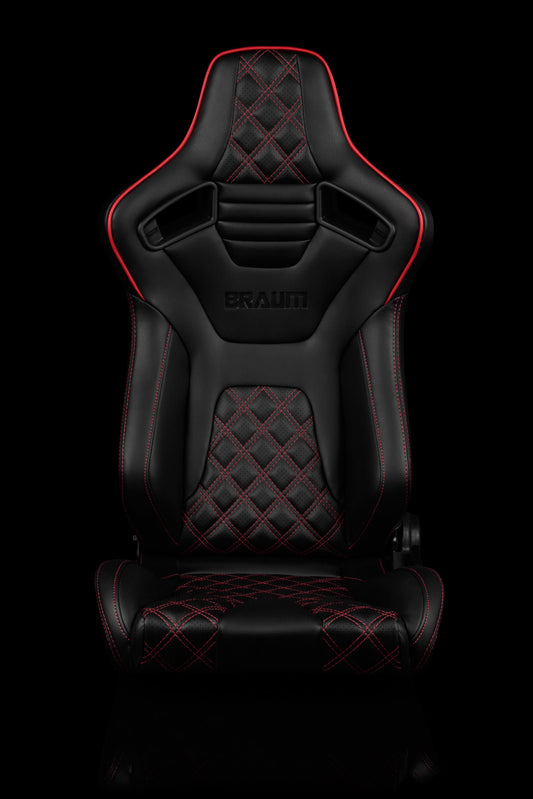 BRAUM ELITE-X SERIES RACING SEATS ( DIAMOND ED. | RED PIPING ) – PAIR (BRR1X-BDDRS)