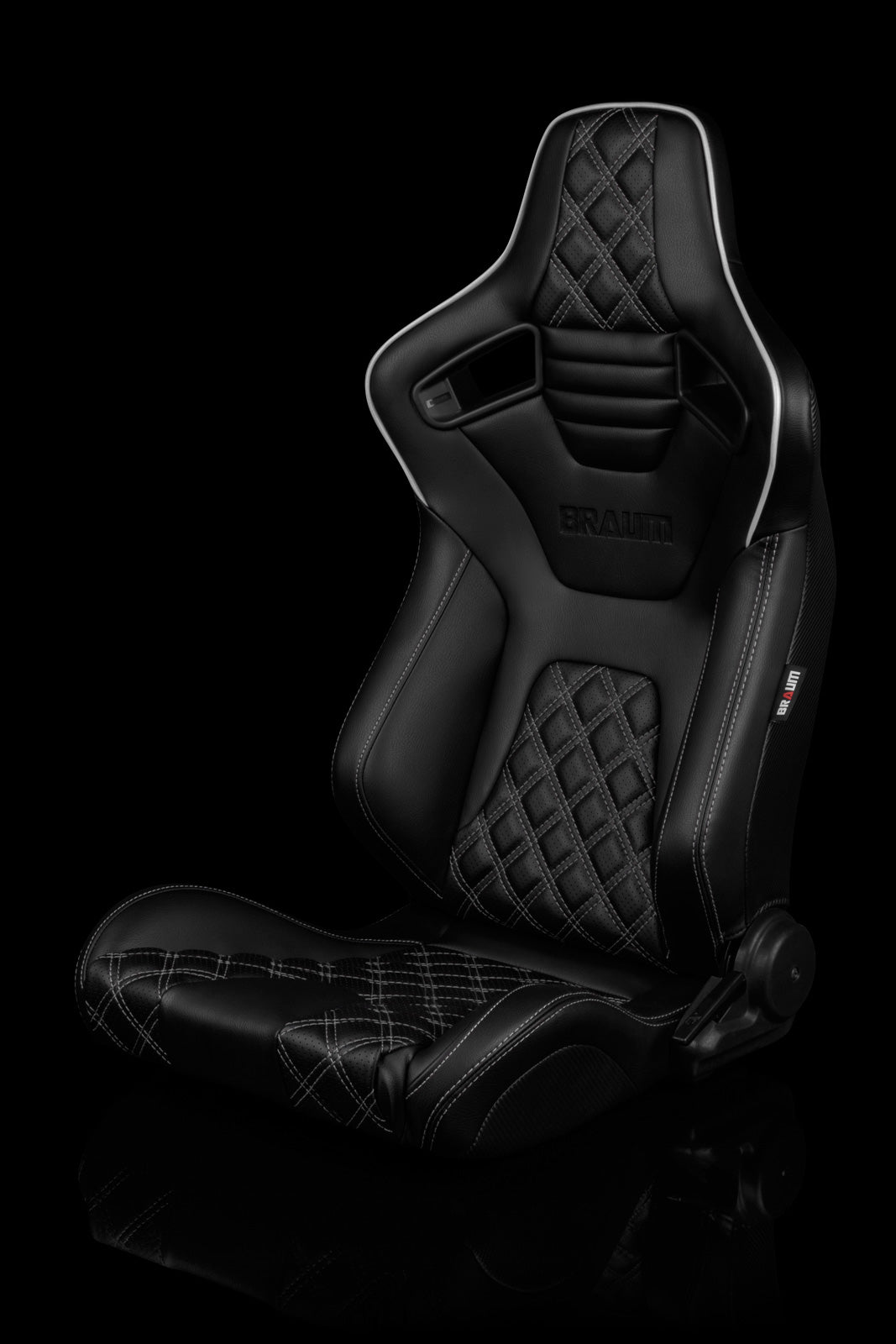 BRAUM ELITE-X SERIES RACING SEATS ( DIAMOND ED. | WHITE PIPING ) – PAIR (BRR1X-BDDWS)