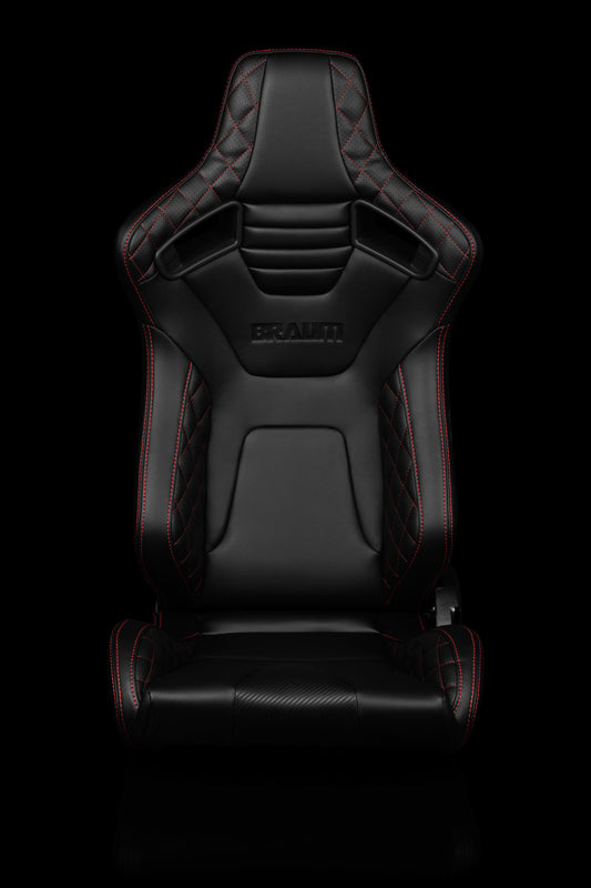 BRAUM ELITE-X SERIES RACING SEATS ( DIAMOND ED. | RED STITCHING ) – PAIR (BRR1X-BDRS)