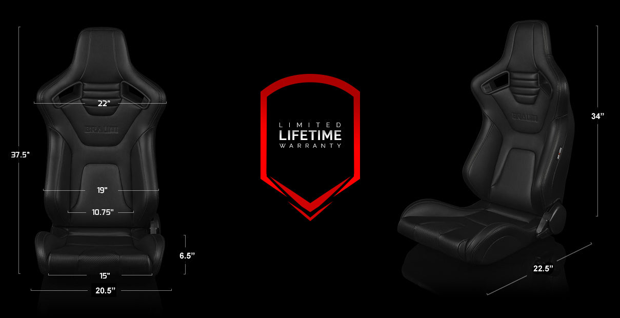 BRAUM ELITE-X SERIES RACING SEATS (BLACK STITCHING) – PAIR (BRR1X-BKBS)