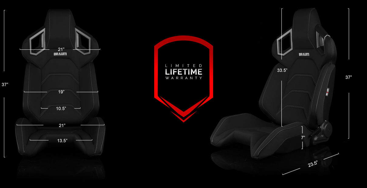 BRAUM ALPHA-X SERIES RACING SEATS (BLACK CLOTH) – PAIR (BRR5-BFGS)
