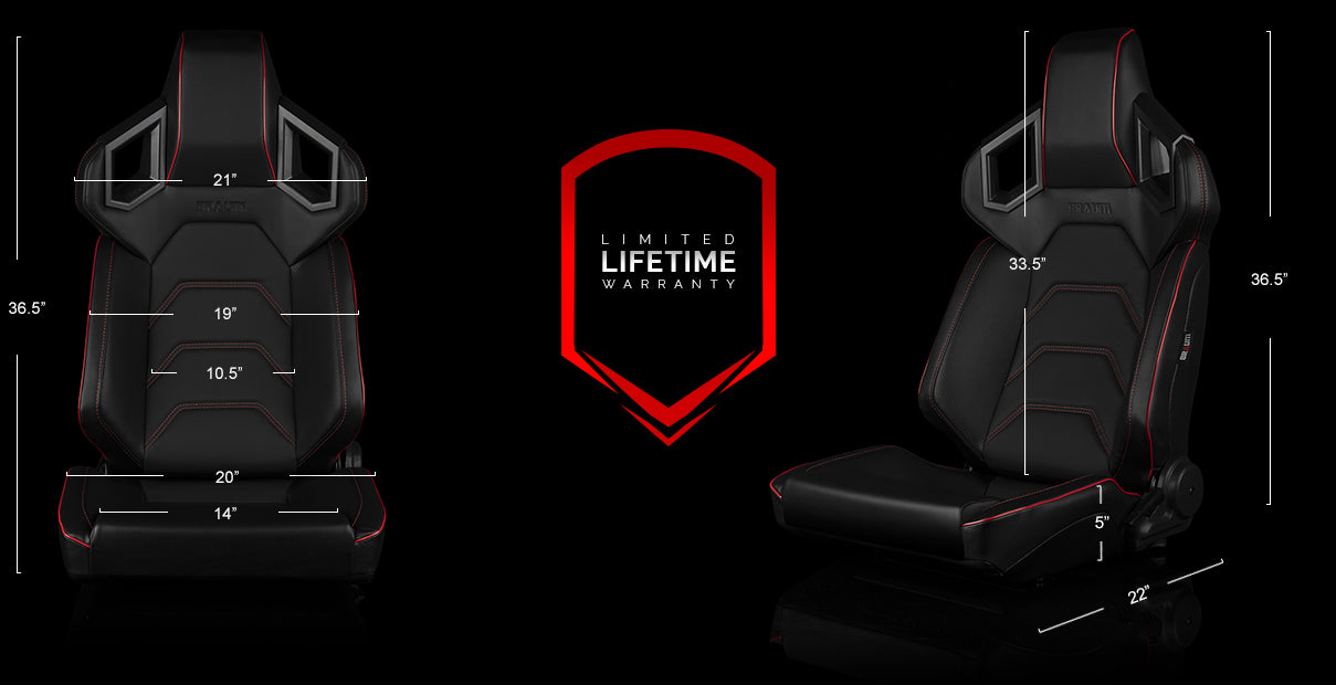 BRAUM ALPHA-X SERIES RACING SEATS (RED STITCHING | LOW BASE VERSION) – PAIR (BRR5-BKRS)