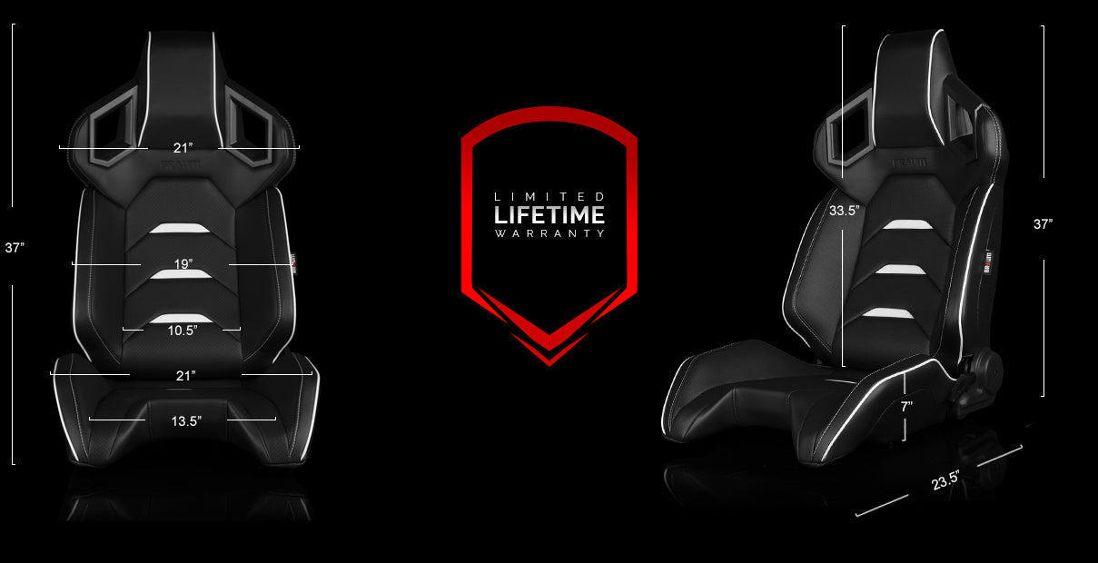 BRAUM ALPHA-X SERIES RACING SEATS (BLACK & WHITE) – PAIR (BRR5-BKWW)