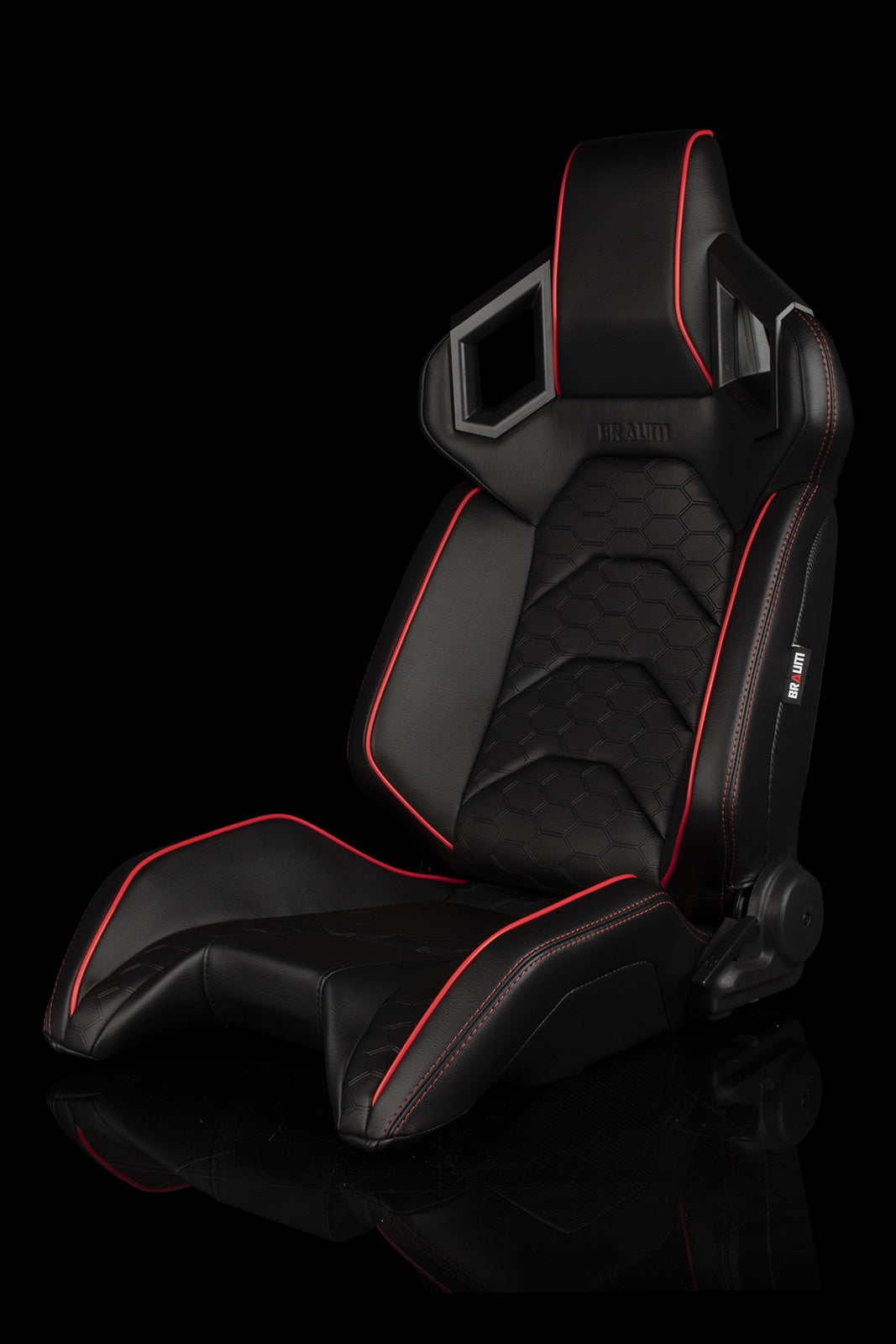 BRAUM ALPHA-X SERIES RACING SEATS (BLACK & RED TRIM) – PAIR (BRR5-BREM)