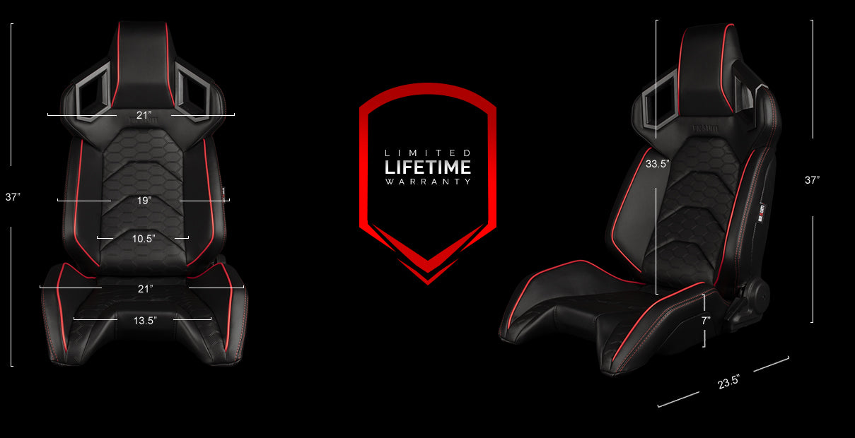 BRAUM ALPHA-X SERIES RACING SEATS (BLACK & RED TRIM) – PAIR (BRR5-BREM)