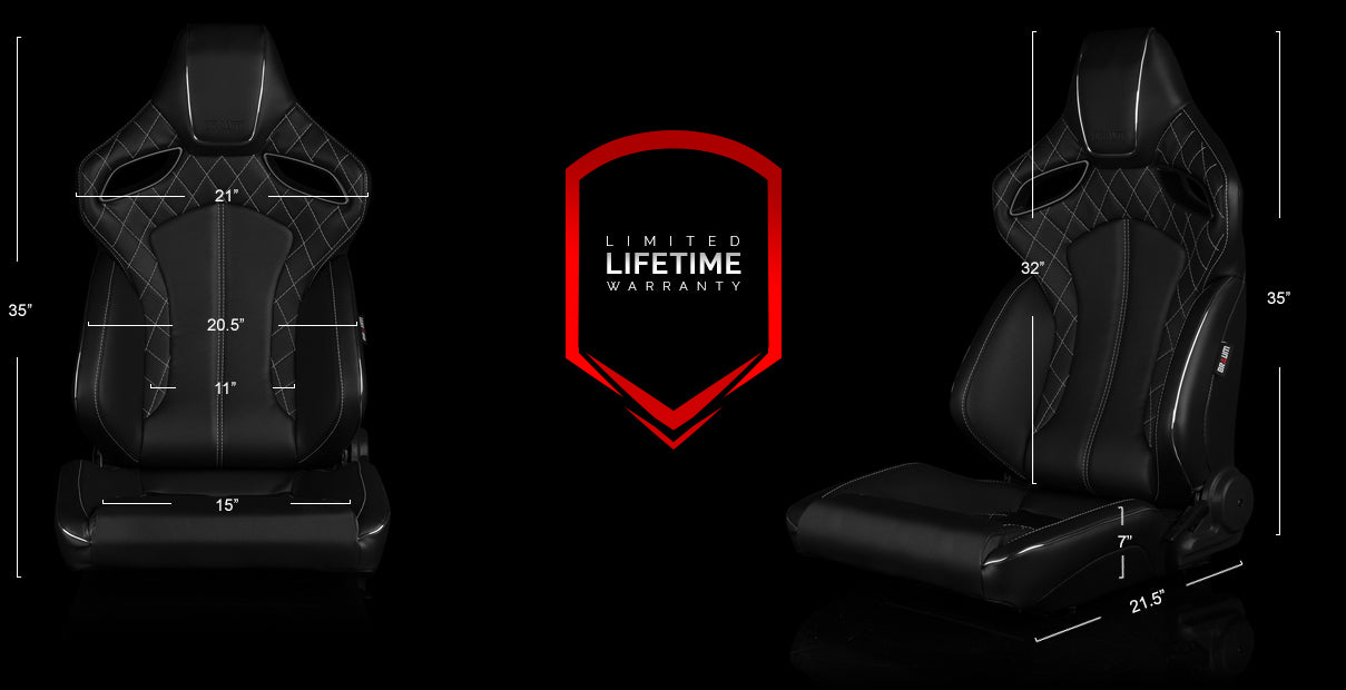 BRAUM ORUE SERIES RACING SEATS (DIAMOND ED. | WHITE STITCHING) – PAIR (BRR6-BDWS)