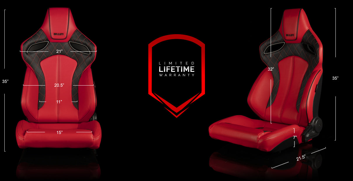 BRAUM ORUE SERIES RACING SEATS (DIAMOND ED. | RED LEATHERETTE) – PAIR (BRR6-RDBS)