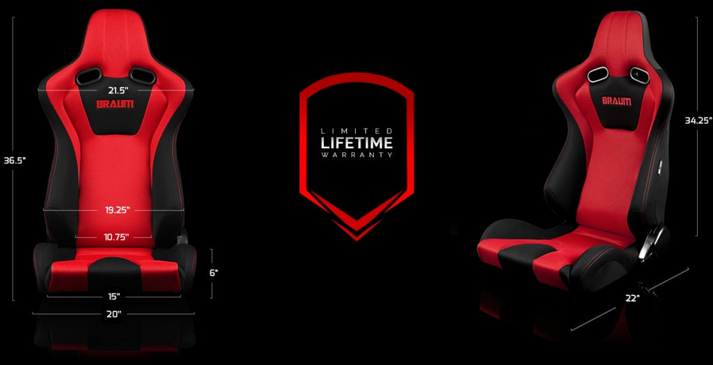 BRAUM VENOM SERIES RACING SEATS (BLACK & RED) – PAIR (BRR7-BKRD)