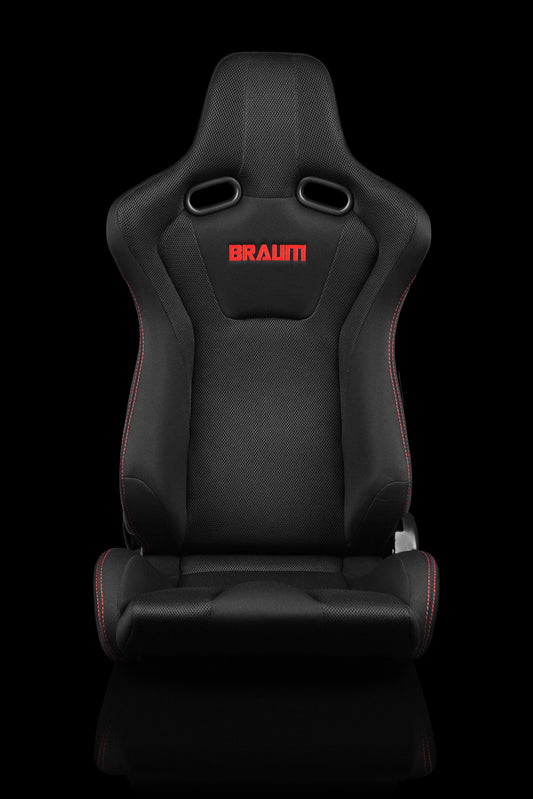 BRAUM VENOM SERIES RACING SEATS (RED STITCHING) – PAIR (BRR7-BKRS)