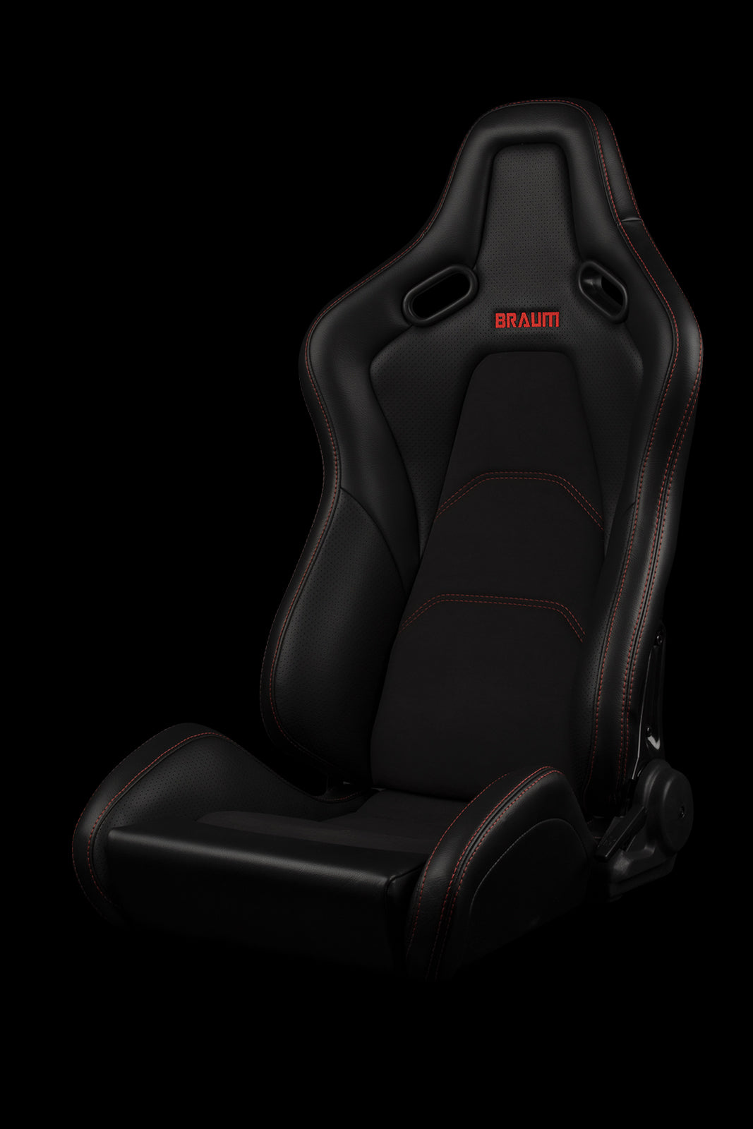 BRAUM FALCON-S SERIES RECLINABLE COMPOSITE SEATS (BLACK ALCANTARA | RED STITCHING) – PAIR (BRR9R-BKRS)