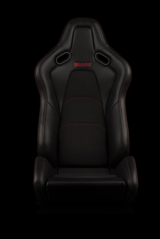 BRAUM FALCON-S SERIES RECLINABLE COMPOSITE SEATS (BLACK ALCANTARA | RED STITCHING) – PAIR (BRR9R-BKRS)
