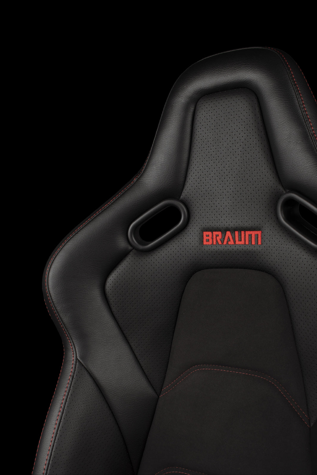 BRAUM FALCON-S SERIES RECLINABLE COMPOSITE SEATS (BLACK ALCANTARA | RED STITCHING) – PAIR (BRR9R-BKRS)