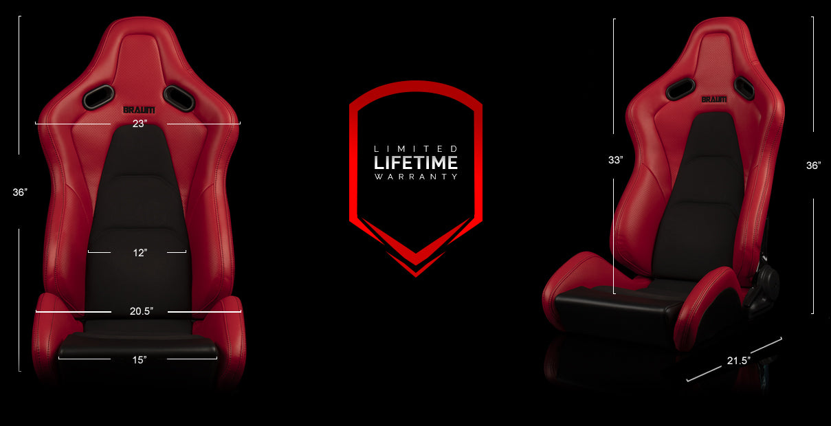 BRAUM FALCON-S SERIES RECLINABLE COMPOSITE SEATS (RED LEATHERETTE) – PAIR (BRR9R-RDBS)