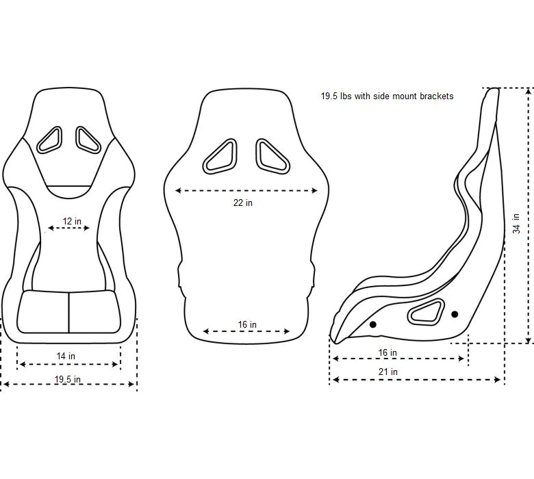 NRG Innovations PRISMA ULTRA BUCKET SEAT MEDIUM (3 Colors)