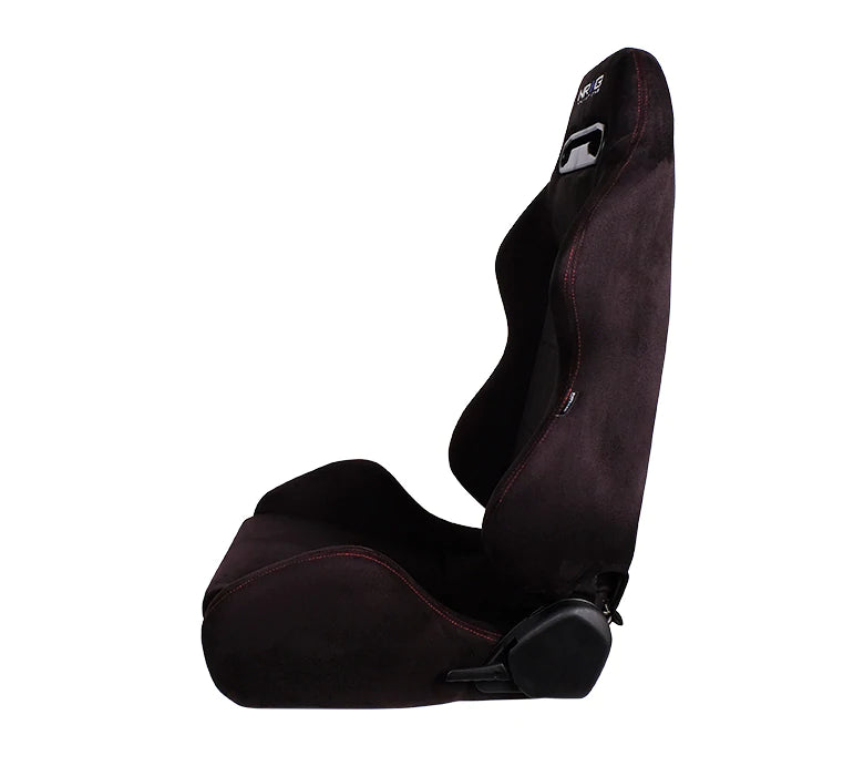 NRG Innovations Reclinable Racing Seat Suede with Red Stitching RSC-220L/R
