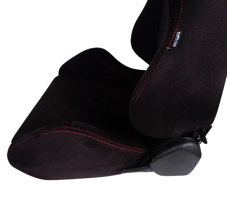 NRG Innovations Reclinable Racing Seat Suede with Red Stitching RSC-220L/R