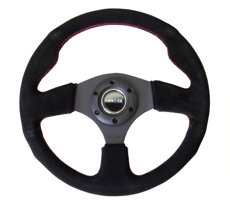 NRG Innovations RACING STEERING WHEEL SUEDE Black with Red