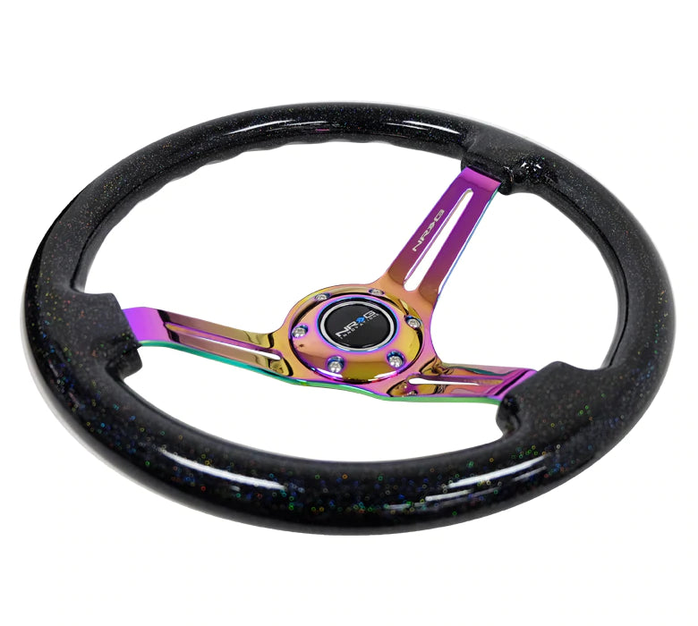 NRG Innovations 350MM 3" DEEP DISH WITH SLITS WOOD GRAIN
