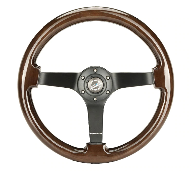 NRG Innovations 350MM 3" DEEP DISH WOOD GRAIN STEERING WHEEL Brown and Black