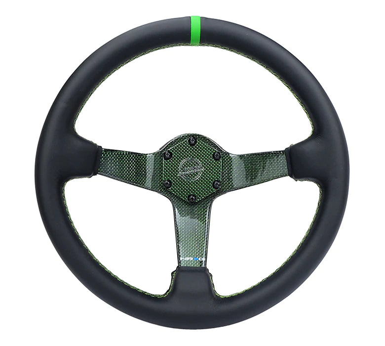 NRG Innovations CARBON FIBER COLORED STEERING WHEEL 350MM DEEP DISH Green
