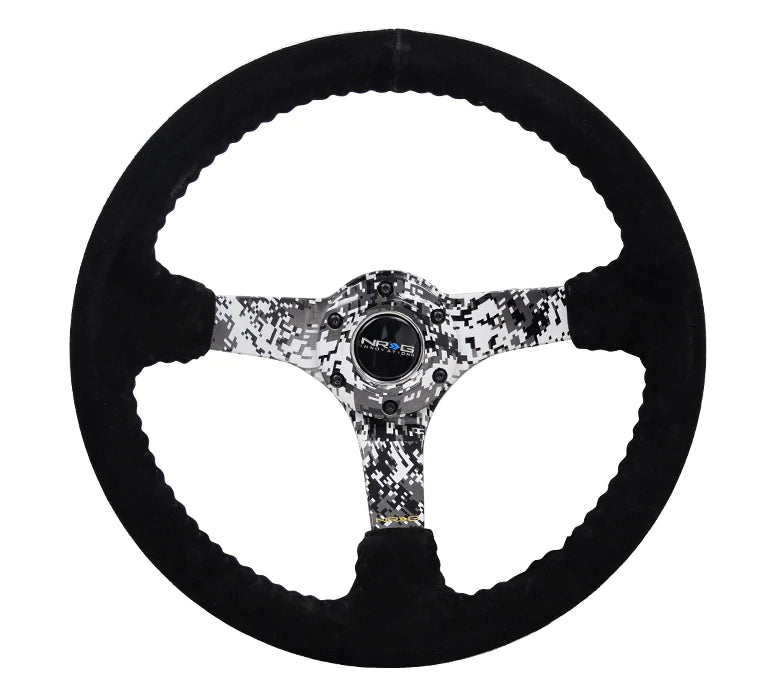 NRG Innovations 350MM DEEP DISH STEERING WHEEL SUEDE SOLID SPOKE Digital Camo