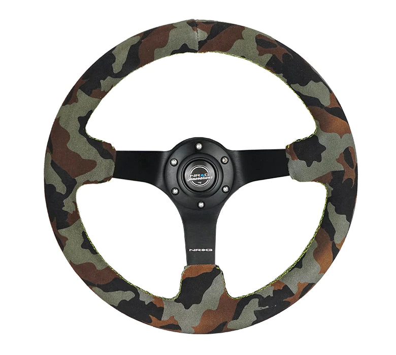 NRG Innovations 350MM DEEP DISH STEERING WHEEL SUEDE SOLID SPOKE Camo