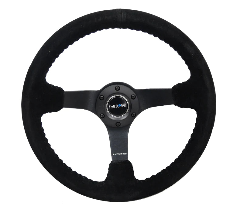 NRG Innovations 350MM DEEP DISH STEERING WHEEL SUEDE SOLID SPOKE Black