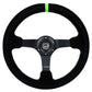 NRG Innovations 350MM DEEP DISH STEERING WHEEL SUEDE SOLID SPOKE Black and Green