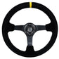NRG Innovations 350MM DEEP DISH STEERING WHEEL SUEDE SOLID SPOKE Black and Yellow