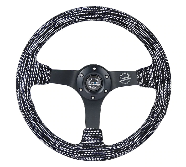 NRG Innovations 350MM DEEP DISH STEERING WHEEL SUEDE SOLID SPOKE Hyper Black