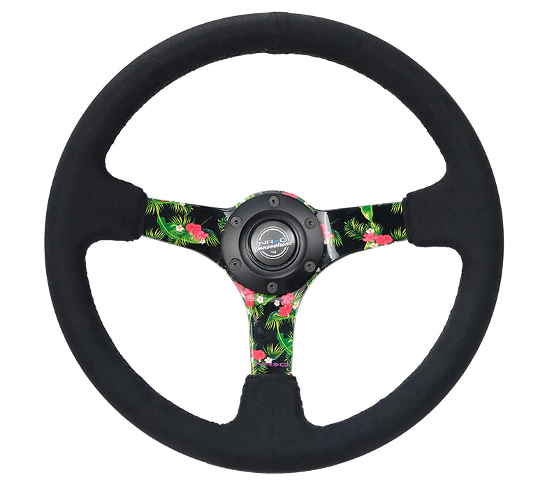 NRG Innovations 350MM DEEP DISH STEERING WHEEL SUEDE SOLID SPOKE Tropical