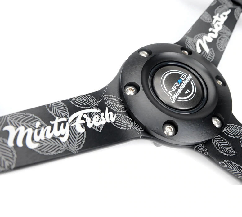 NRG Innovations 350MM FLAT STEERING WHEEL LEATHER Minty Fresh