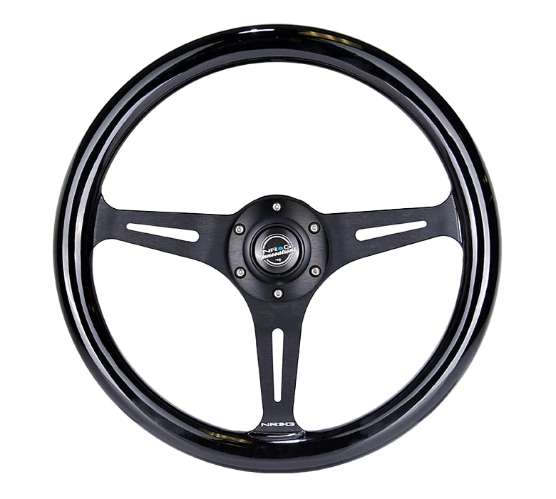 NRG Innovations 350MM 1.5" DEEP DISH WOOD GRAIN STEERING WHEEL Black and Black