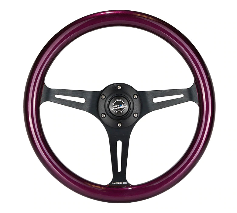 NRG Innovations 350MM 1.5" DEEP DISH WOOD GRAIN STEERING WHEEL Black and Purple
