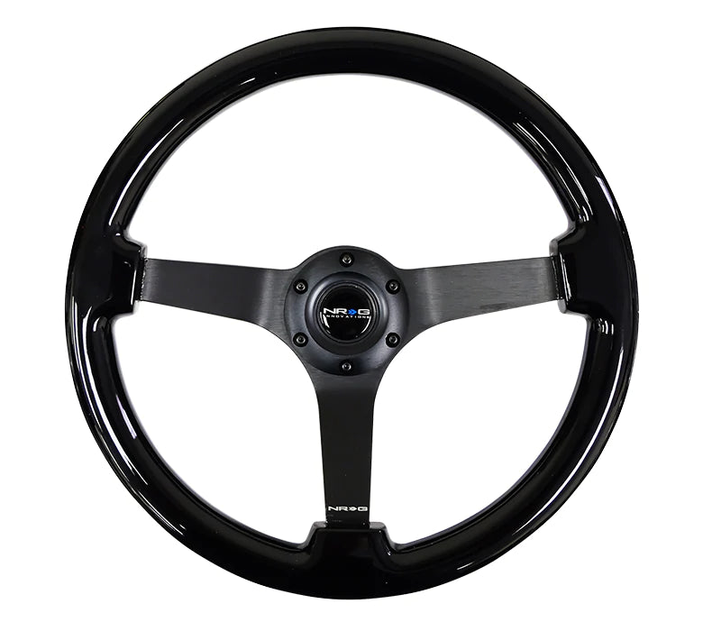 NRG Innovations 350MM 3" DEEP DISH WOOD GRAIN STEERING WHEEL Black and Black