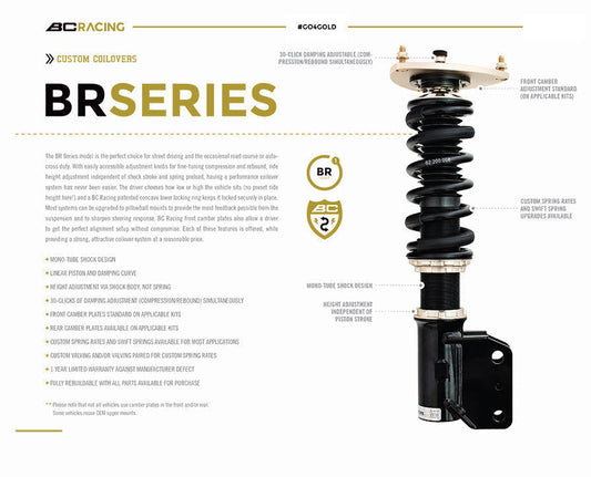 BC Racing BR Series Coilovers : 15-20 Audi A3 FWD / AWD (54.5mm Strut) S-17-BR