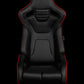 BRAUM ELITE-R SERIES RACING SEATS ( BLACK LEATHERETTE | RED PIPING ) – PAIR (BRR1R-BKRP)