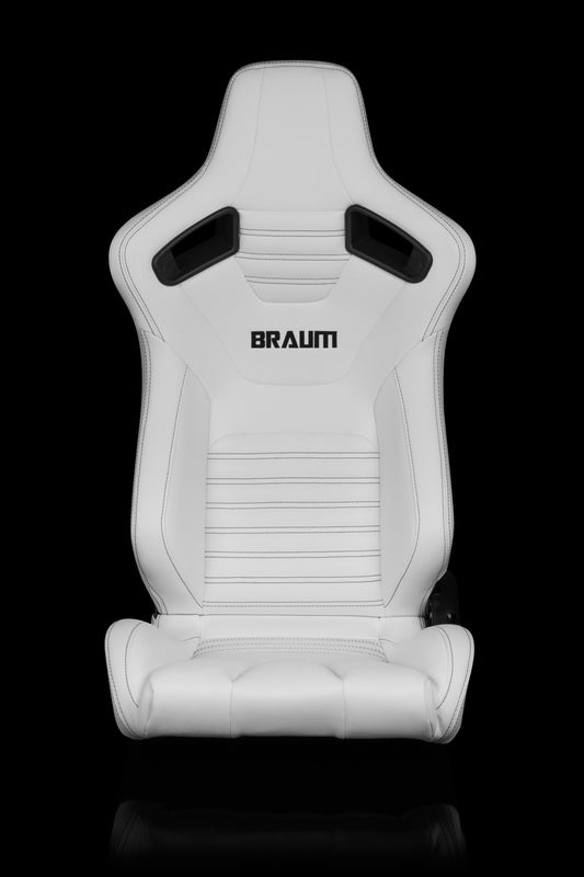BRAUM ELITE-X SERIES RACING SEATS (WHITE LEATHERETTE) – PAIR (BRR1X-WHBS)