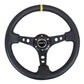 NRG Innovations 350MM 3" DEEP DISH WITH HOLES LEATHER Black and Yellow