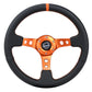 NRG Innovations 350MM 3" DEEP DISH WITH HOLES LEATHER Orange and Black