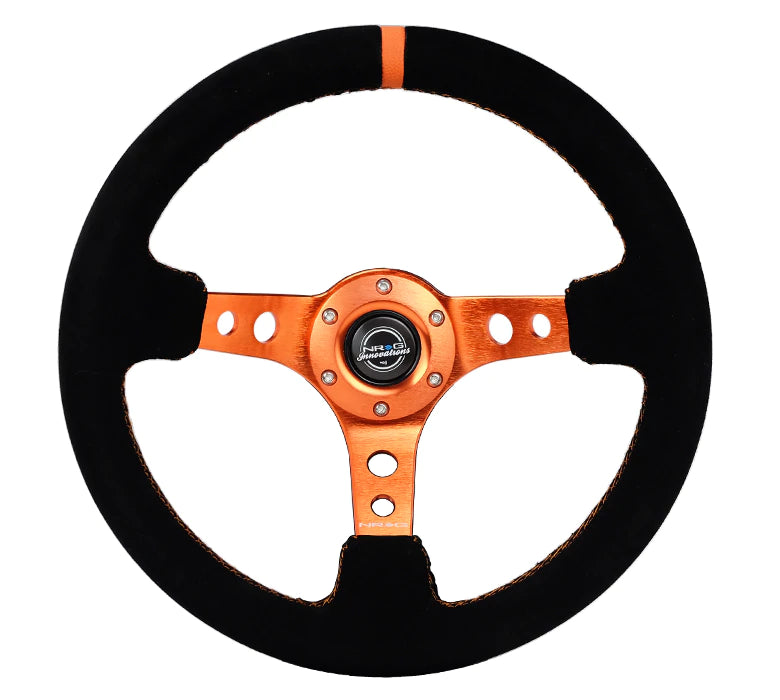 NRG Innovations 350MM 3" DEEP DISH WITH HOLES SUEDE Orange